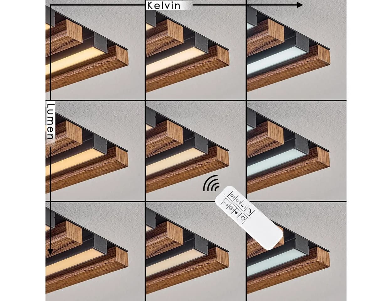 hofstein Deckenleuchte Dimmbar CCT Weiß Holzoptik LED