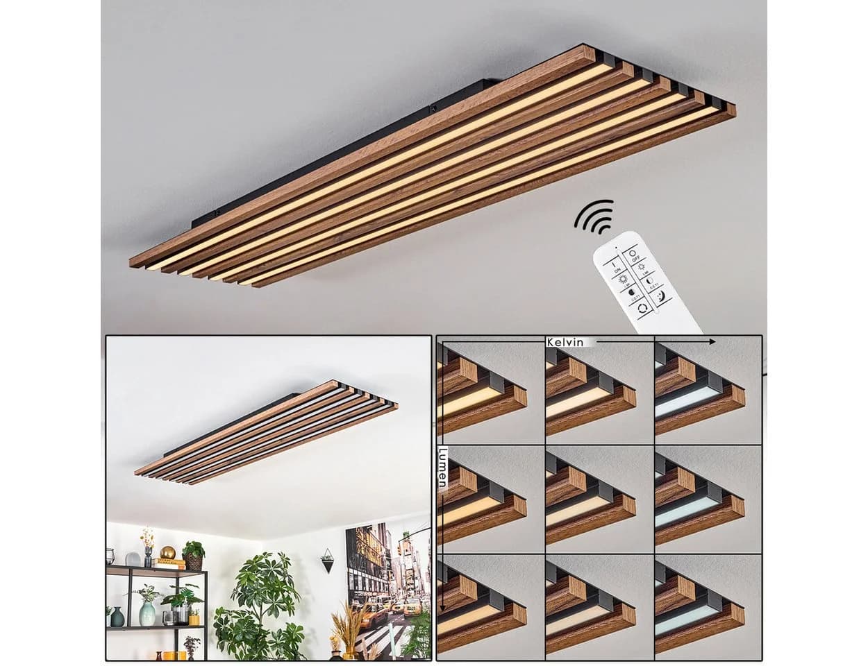 hofstein Deckenleuchte Dimmbar CCT Weiß Holzoptik LED - Bild 2