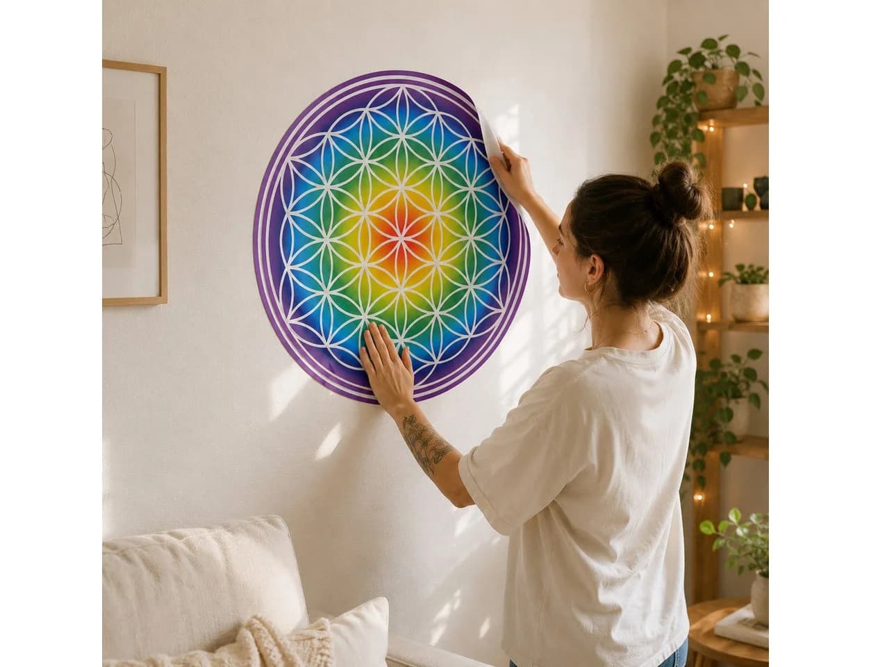 Nomiro Wandtattoo Blume des Lebens Bunt Selbstklebend - Bild 5