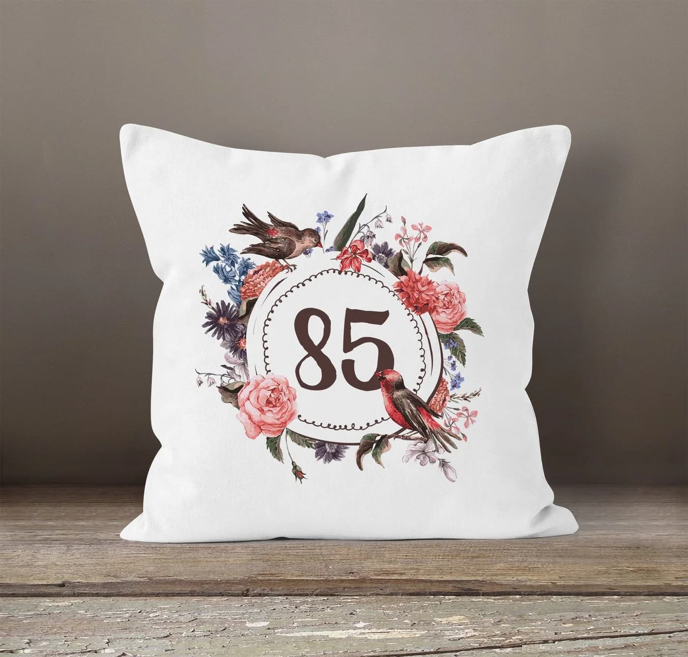 MoonWorks Dekokissenbezug Geburtstag 85 Blumen Weiß/Schwarz