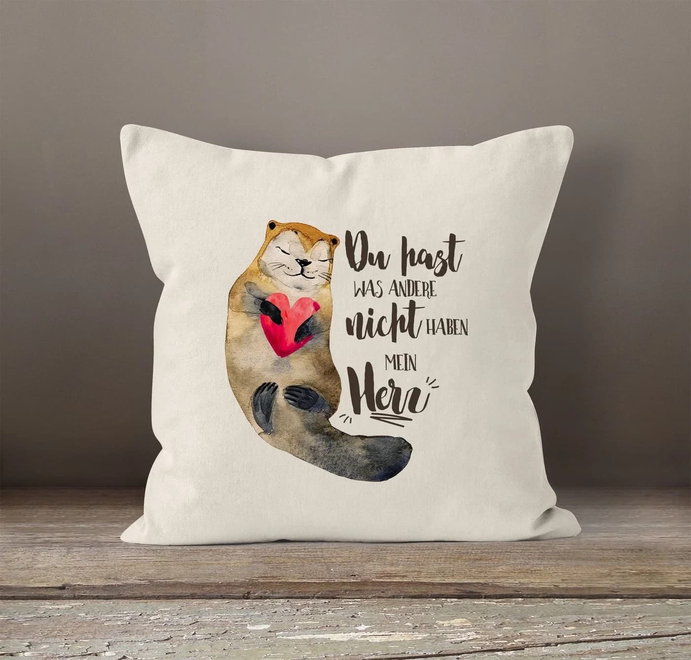 MoonWorks Dekokissen Kissen-Bezug Otter Spruch Baumwolle