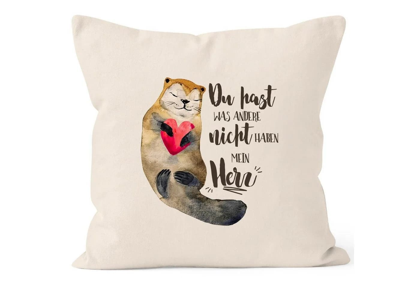 MoonWorks Dekokissen Kissen-Bezug Otter Spruch Baumwolle - Bild 2