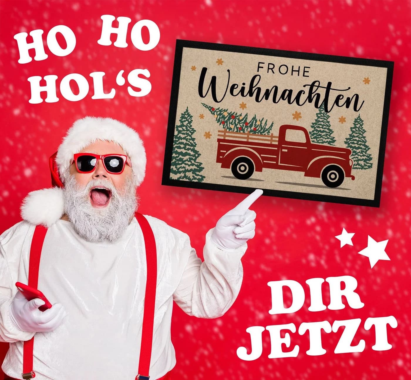 MoonWorks Weihnachtsfußmatte Retro Design Schwarz