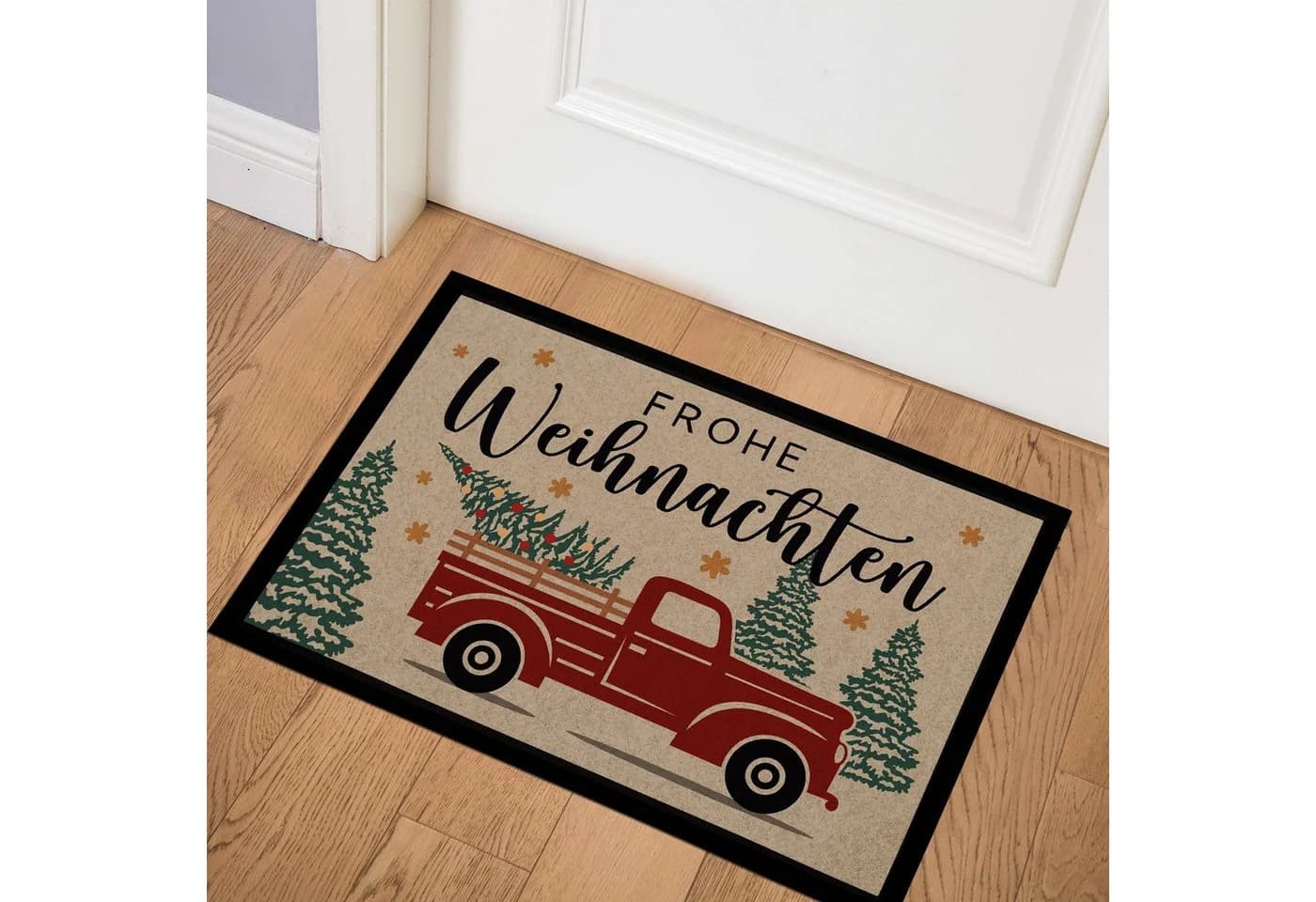 MoonWorks Weihnachtsfußmatte Retro Design Schwarz - Bild 4