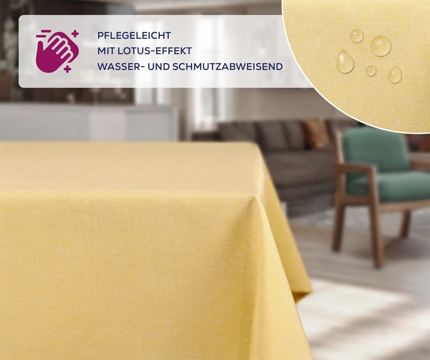Beautex Tischdecke Fleckenabweisend Bügelfrei Leinenoptik