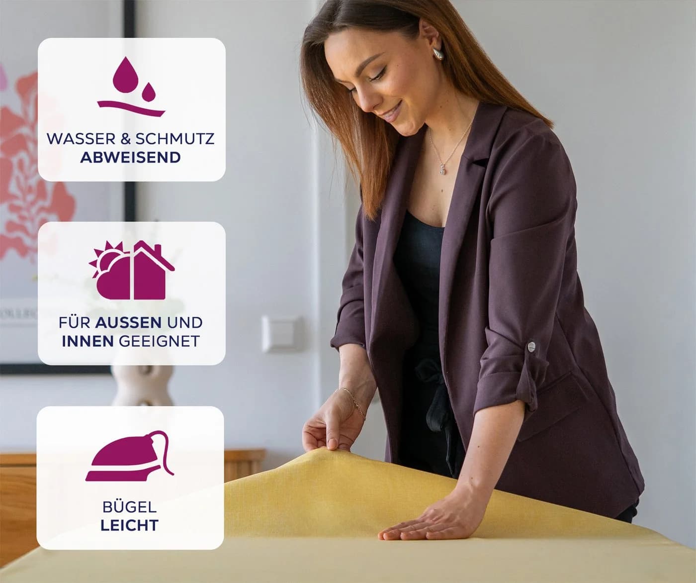Beautex Tischdecke Fleckenabweisend Bügelfrei Leinenoptik - Bild 3