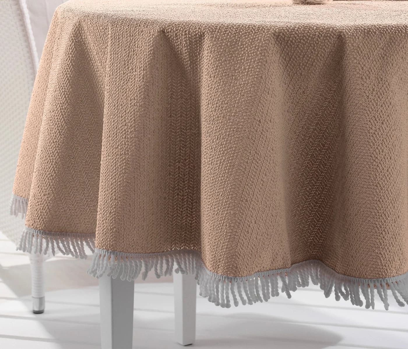 Beautex Tischdecke Garten Balkon Terrasse Camping Wetterfest Uni Weiß Beige - Bild 2