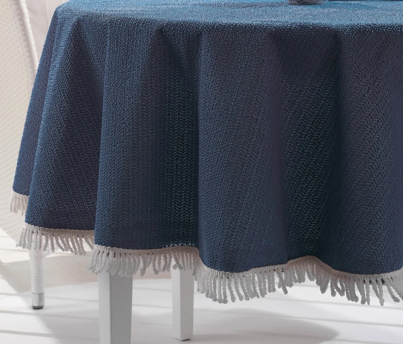 Beautex Tischdecke Garten Dunkelblau Wetterfest mit Fransen - Bild 2
