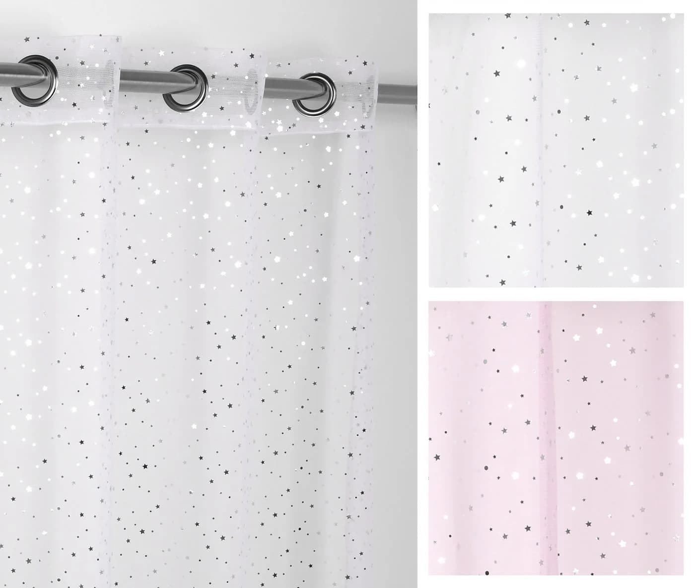 Beautex Ösengardine Transparent mit Glitzer Sternen 140x260 cm - Bild 2