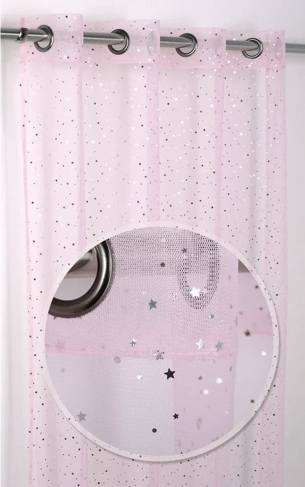 Beautex Ösenschal Gardine mit Glitzer Sternen Transparent Rose - Bild 3
