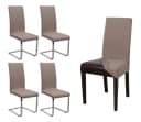 Beautex Stuhlhusse Jersey 4er Set Elastische Stretch Husse Baumwolle Taupe-Braun Bild 2
