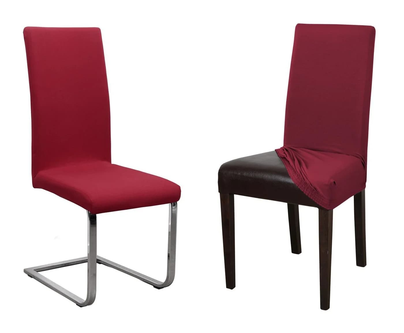 Beautex Stuhlhusse 2er Set Jersey Stretch-Husse Baumwolle Bordeaux - Bild 2