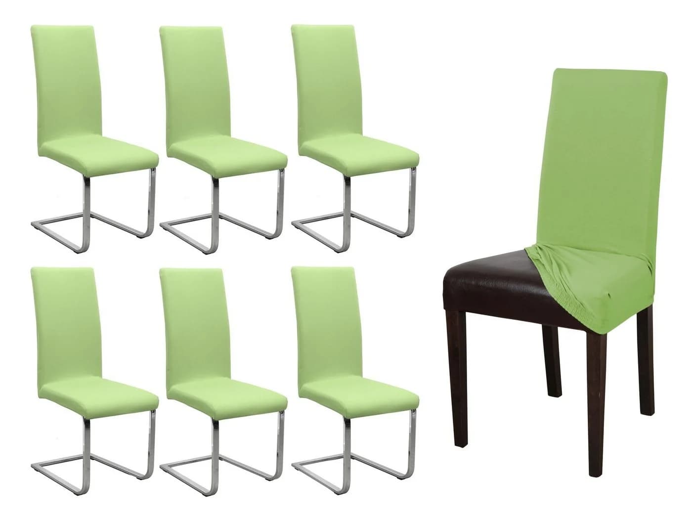 Beautex Stuhlhusse Jersey 6er Set Grün Stretch Baumwolle - Bild 2