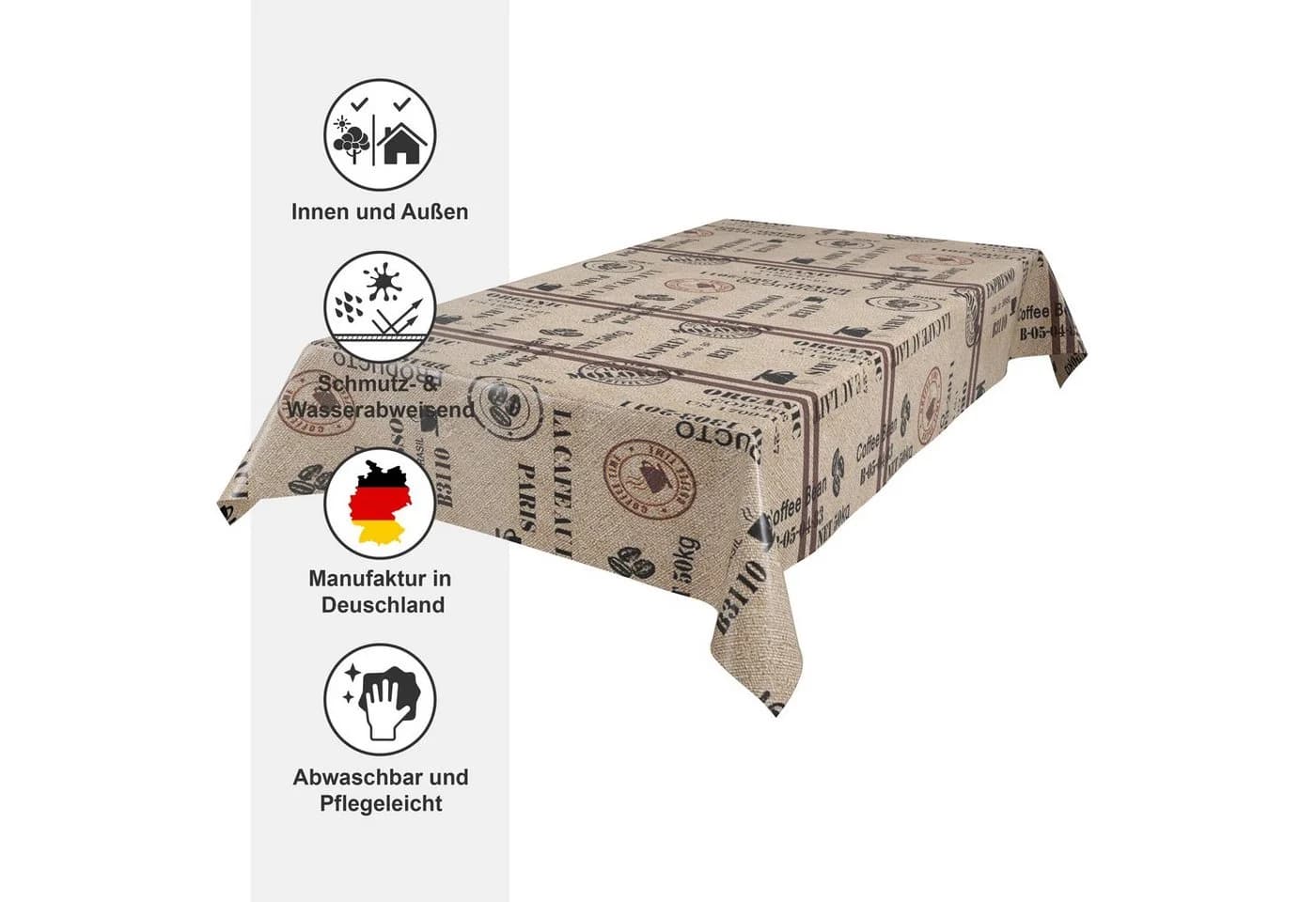 Beautex Wachstuchtischdecke glatt Braun abwischbar Garten - Bild 5