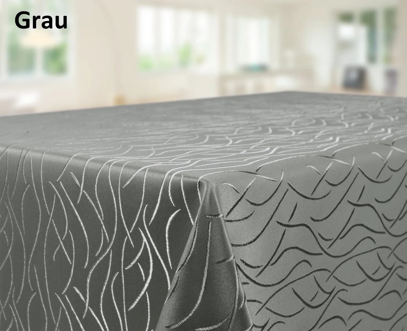 Beautex Tischdecke Grau Streifen Bügelfrei Fleckabweisend