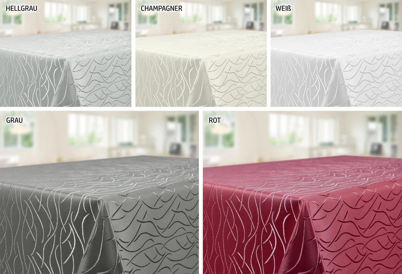 Beautex Tischdecke Damast Jacquard Streifenmuster Bügelfrei Beige - Bild 4