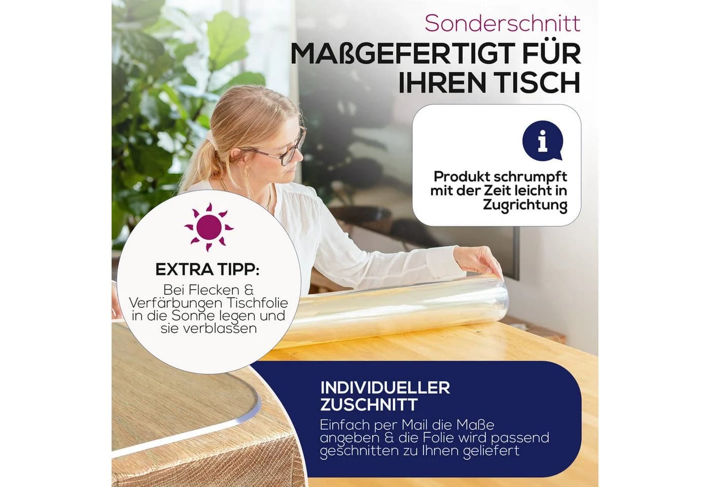 Beautex Tischdecke Glasklar Folie 2 mm + abgeschrägte Kante, transparente Tischdecke - Bild 4