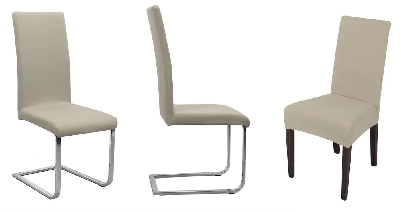 Beautex Stuhlhusse Jersey 6er Set Beige Baumwolle Stretch