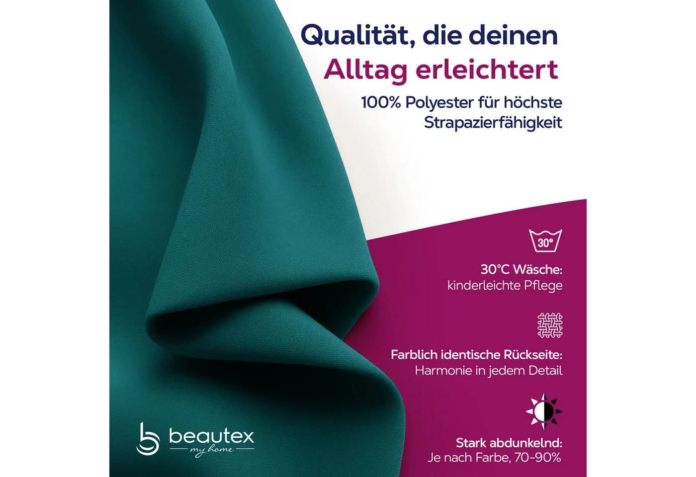 Beautex Verdunkelungsvorhang Kräuselband blickdicht grün
