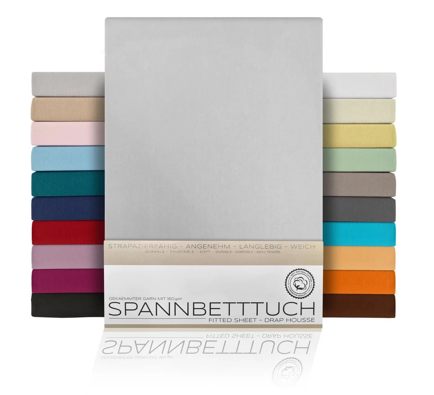 Beautex Spannbetttuch Jersey 160g/m² Hellgrau - Bild 2