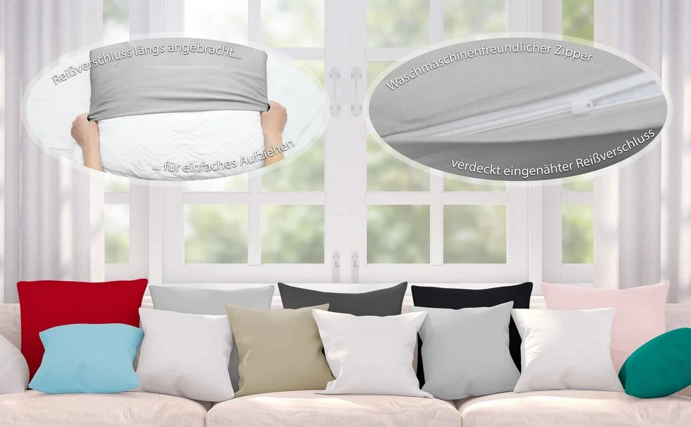 Beautex Kissenhüllen 2er Set Baumwolle Jersey 160g/m² - Bild 3
