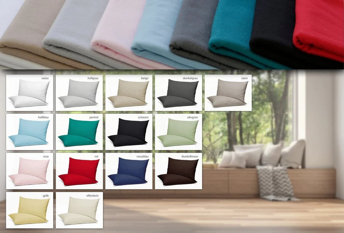 Beautex Kissenhüllen 2er Set Baumwolle Jersey 160g/m² - Bild 4