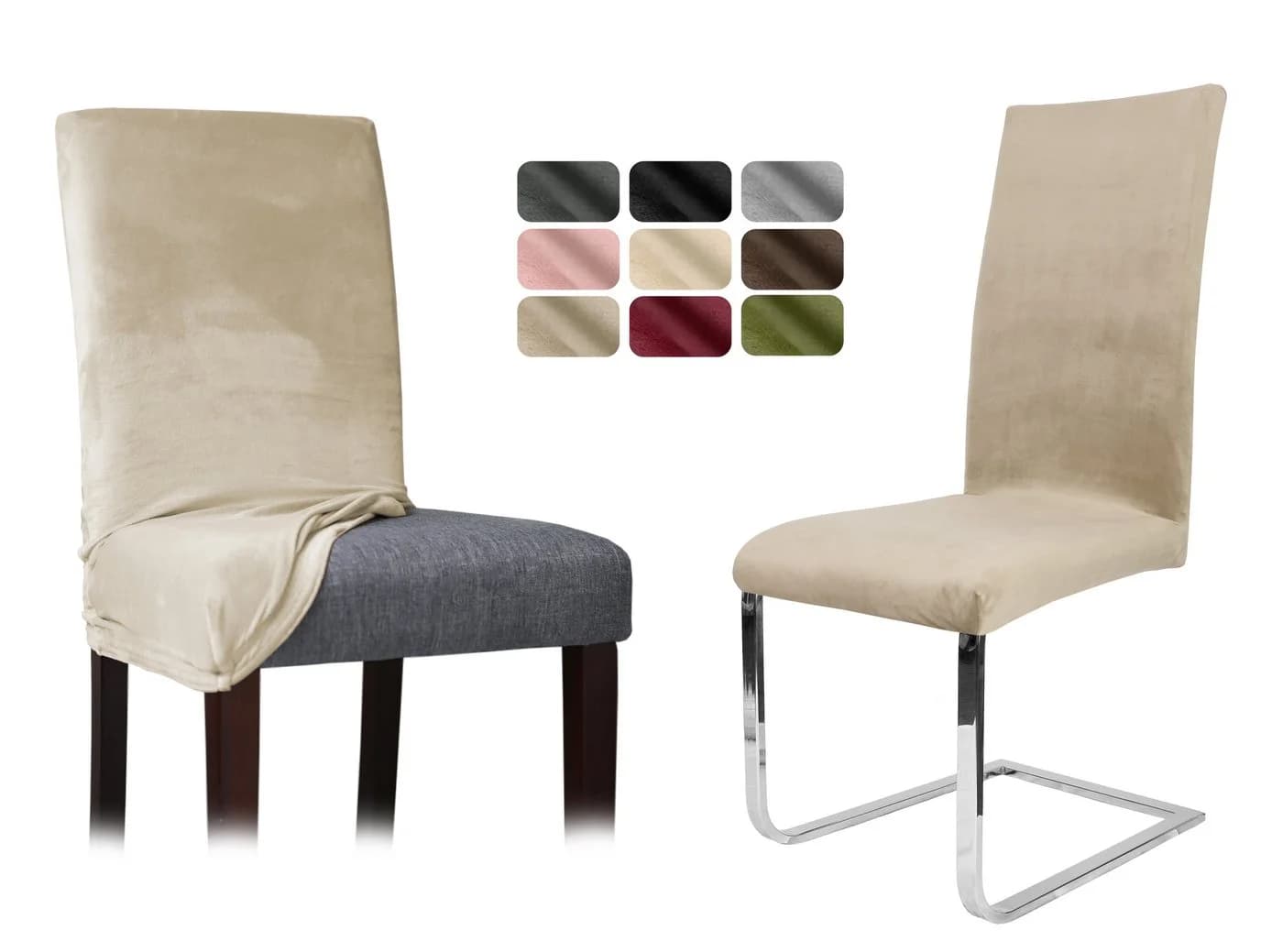 Beautex Stuhlhusse 2er Set LEA Samt Mikrofaser Beige - Bild 2
