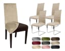Beautex Stuhlhusse 4er Set LEA Beige Elastische Samt Mikrofaser Bild 2