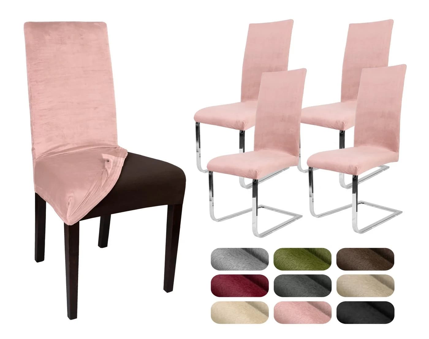 Beautex Stuhlhusse 4er Set LEA Rosa Mikrofaser Stretch - Bild 2