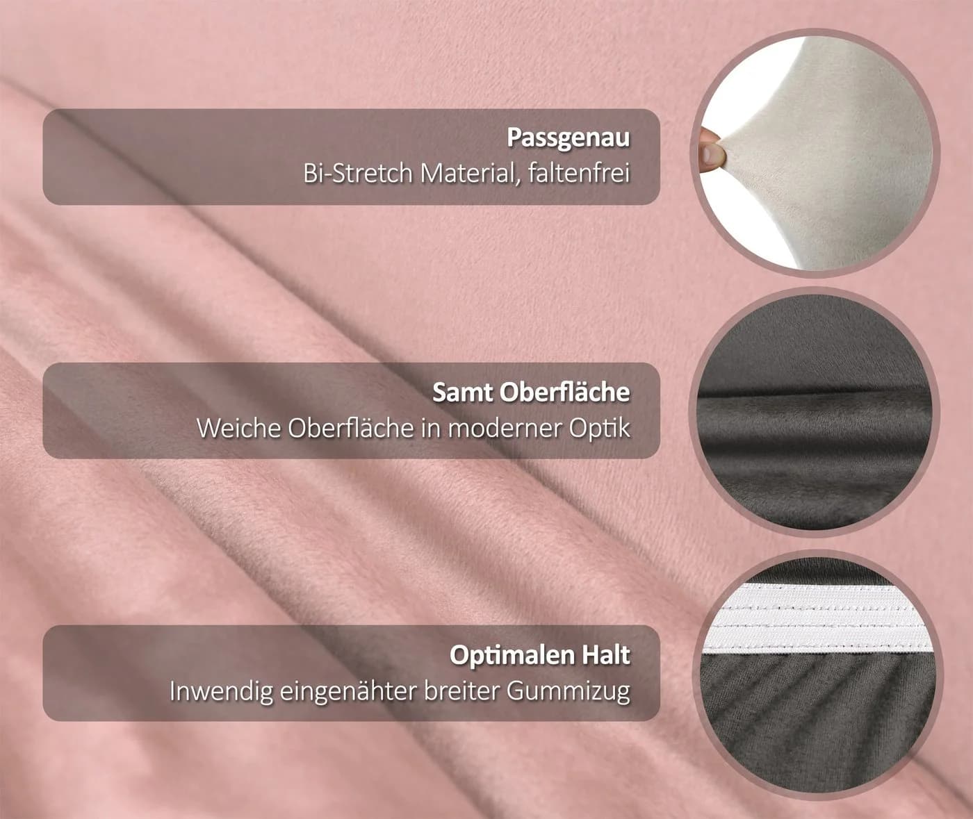 Beautex Stuhlhusse 4er Set LEA Rosa Mikrofaser Stretch - Bild 4
