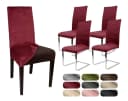 Beautex Stuhlhusse 4er Set LEA Rot Elastische Uni Stretch-Husse Samt Mikrofaser Bild 2