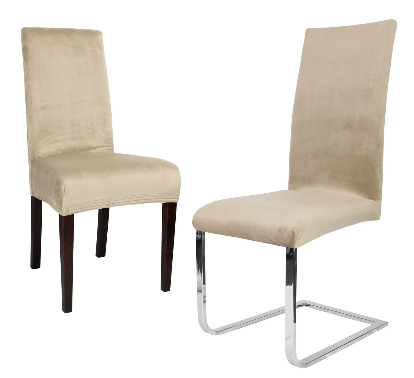 Beautex Stuhlhusse Samt Stretch 6er Set LEA Beige - Bild 4