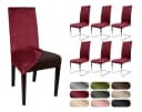 Beautex Stuhlhusse 6er Set LEA Elastische Uni Stretch-Husse Samt Mikrofaser Rot Bild 2