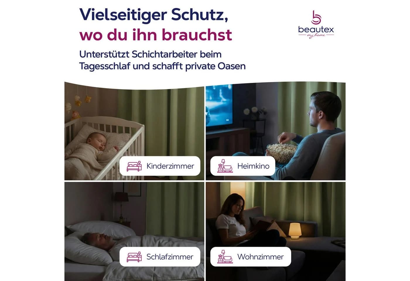 Beautex Verdunkelungsvorhang Kräuselband Grün blickdicht - Bild 4