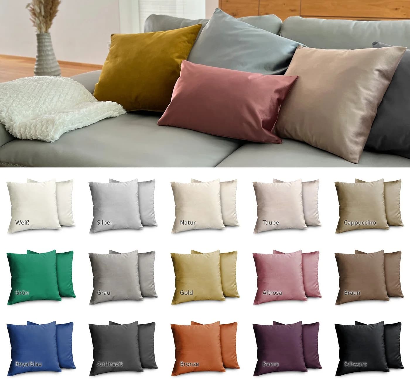 Beautex Kissenhüllen Samt 2er Set Braun Premium Kissenbezug - Bild 4