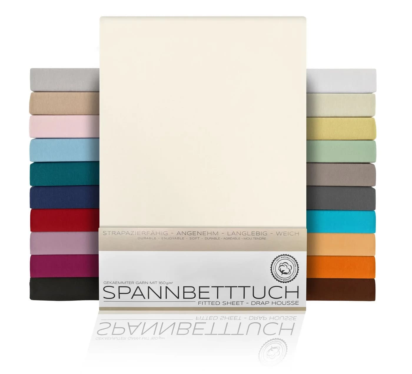 Beautex Spannbettlaken Jersey Baumwolle Premium Beige - Bild 2
