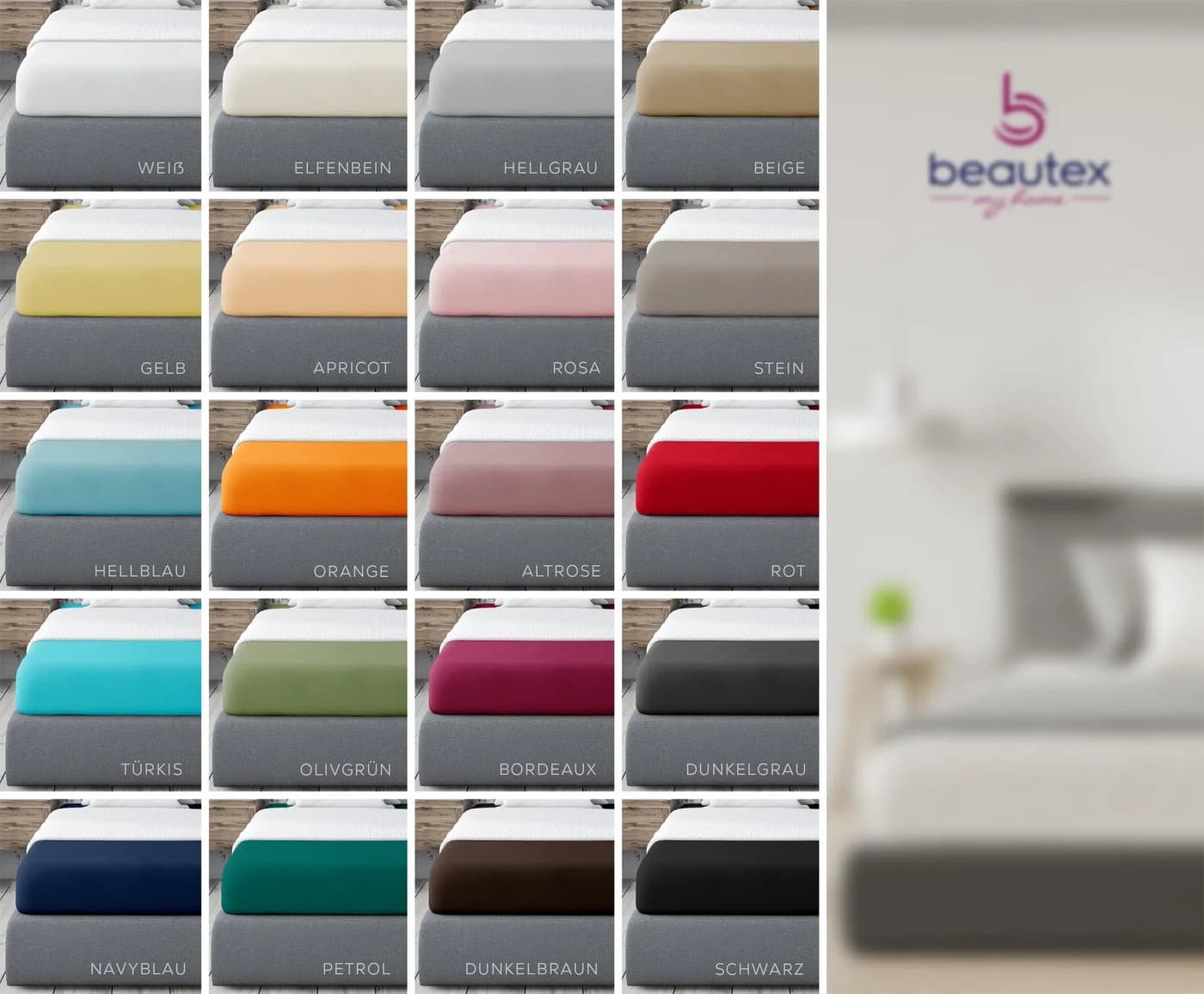 Beautex Spannbettlaken Jersey 100% Baumwolle Premium 160g/m² - Bild 4