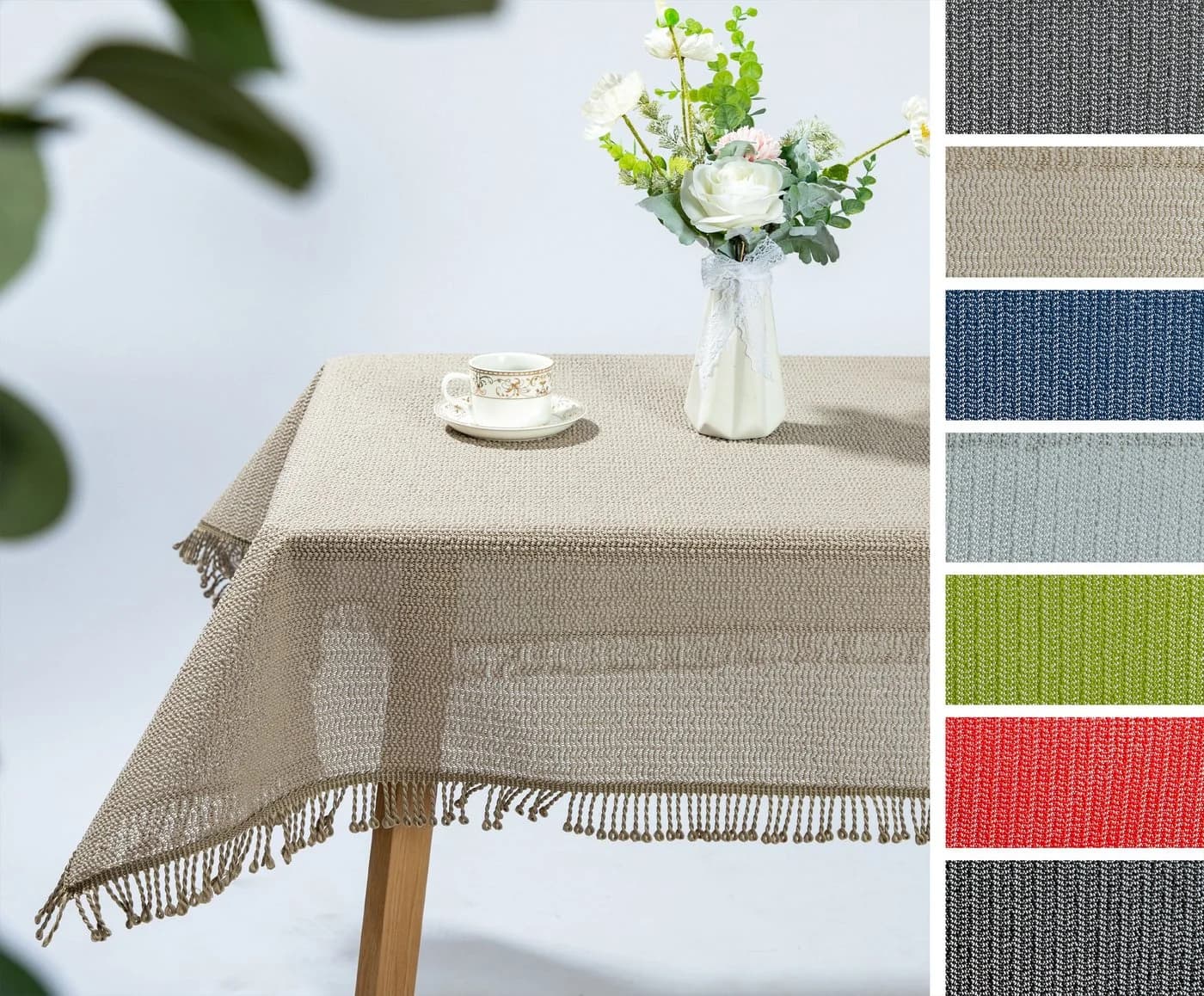 Beautex Gartentischdecke Weichschaum Beige mit Fransen - Bild 2