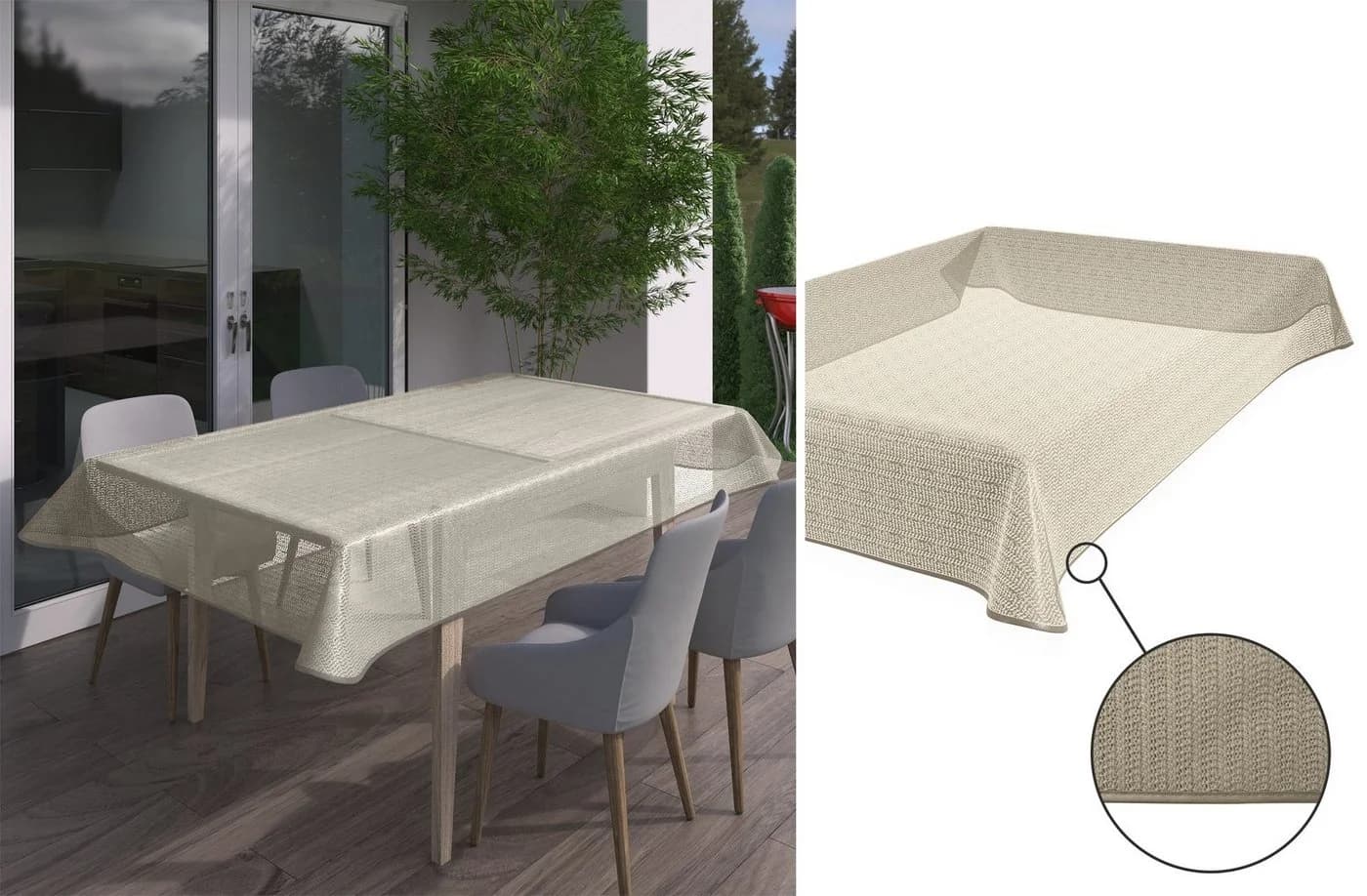 Beautex Tischdecke Tokio Weichschaum mit Paspelband Beige - Bild 3