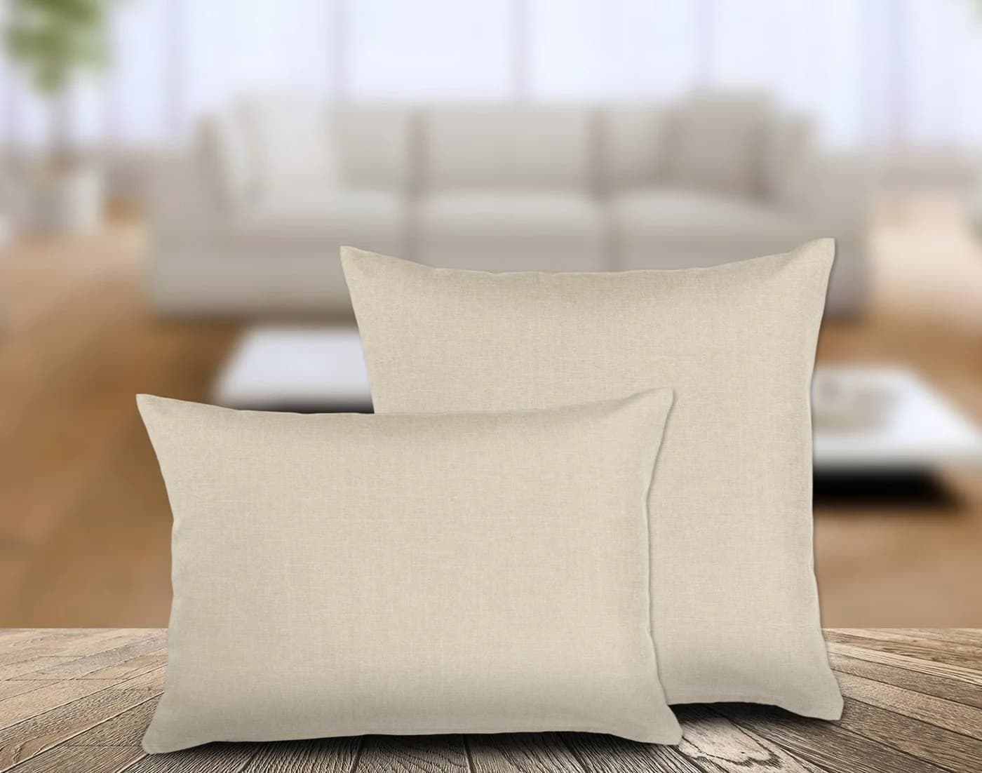 Beautex Kissenhüllen Leinen Optik Sand (2 Stück)
