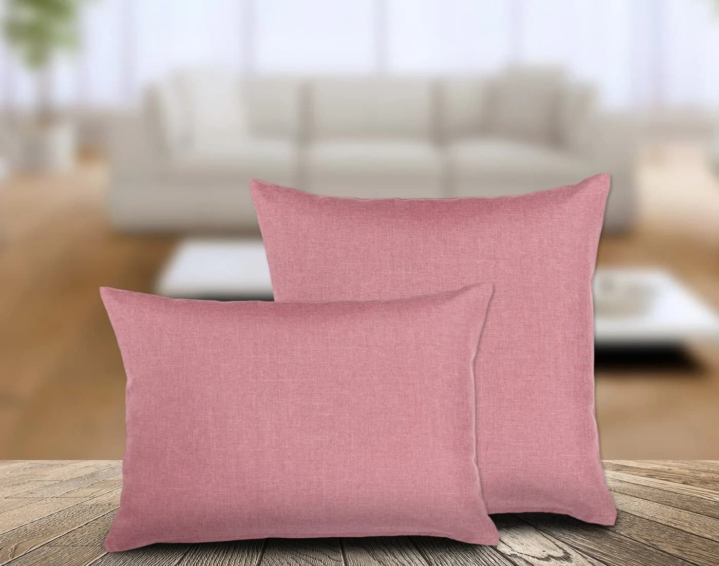 Beautex Kissenhülle Leinen-Optik Rosa mit Reißverschluss