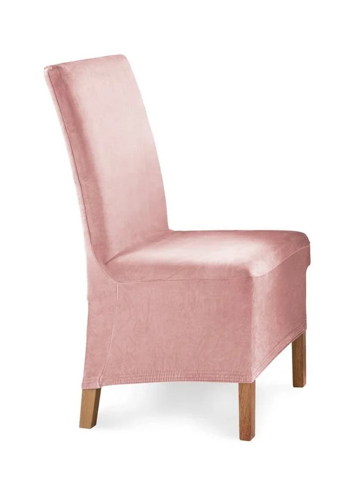 Beautex Stuhlhusse Eva Lang Rosa Samt Mikrofaser Stretch - Bild 2