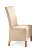Beautex Stuhlhusse Eva Lang Elastisch Uni Creme Samt Mikrofaser Bild 2