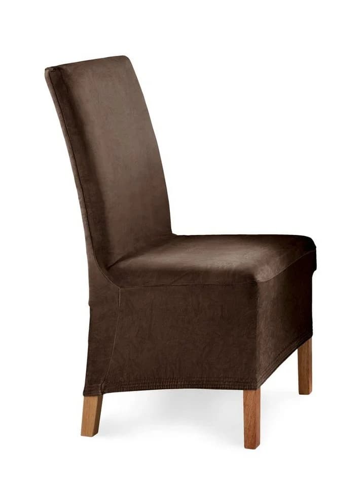 Beautex Stuhlhusse Eva Lang Elastisch Uni Braun Samt Mikrofaser - Bild 2