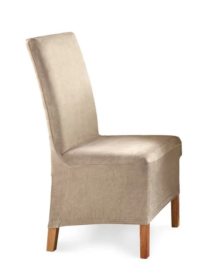 Beautex Stuhlhusse EVA Lang Uni Stretch Samt Mikrofaser Beige - Bild 2