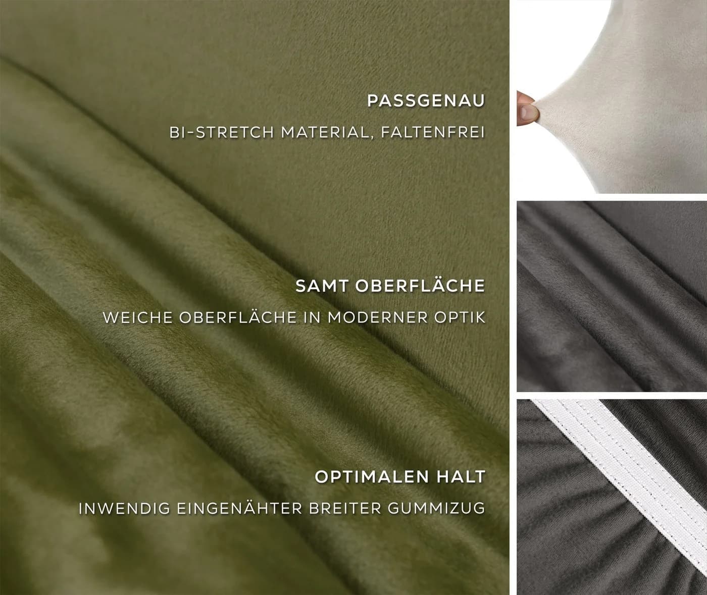 Beautex Stuhlhusse EVA Lang Elastisch Uni Samt Mikrofaser Grün - Bild 3