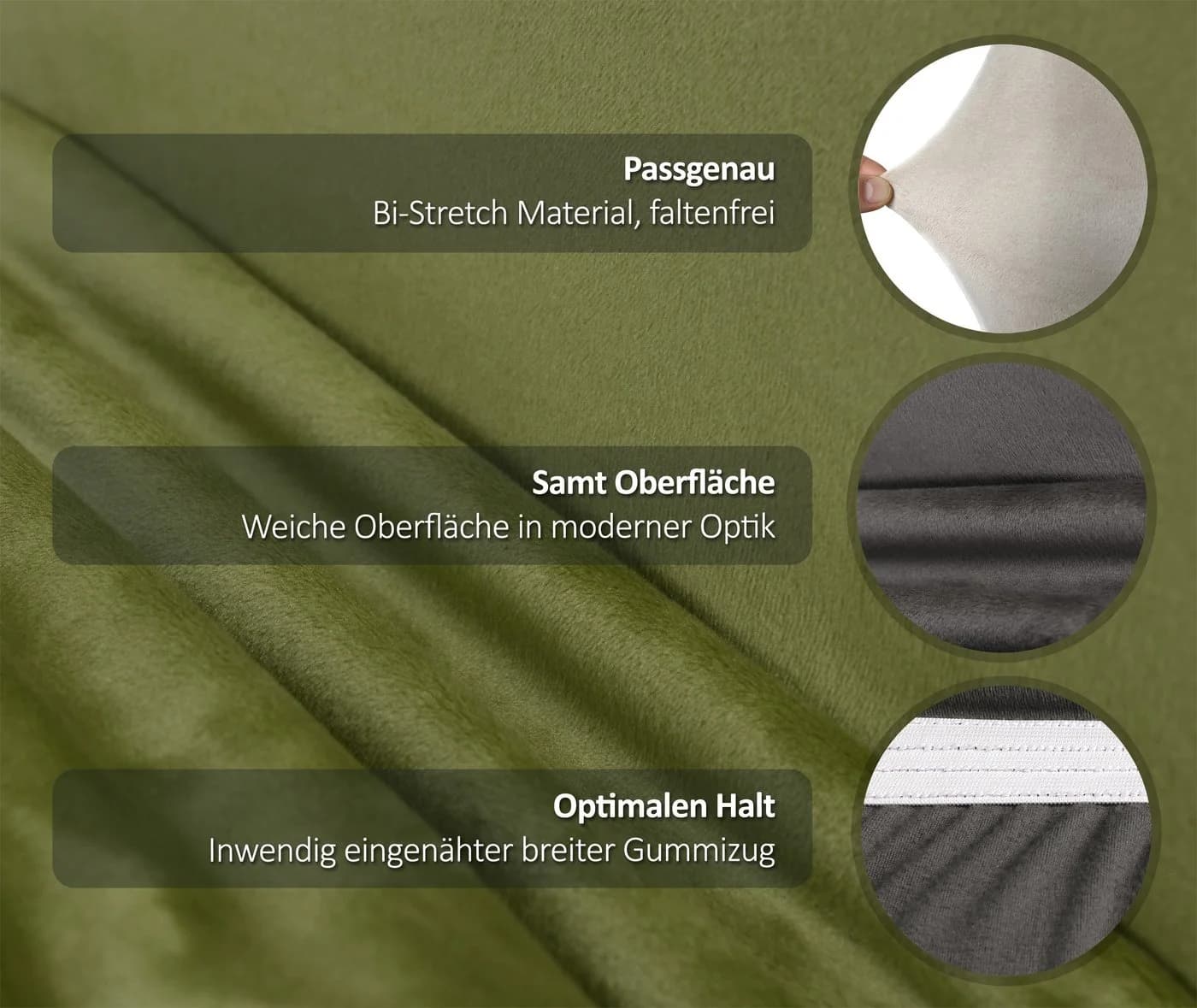 Beautex Stuhlhusse 4er Set LEA Samt Mikrofaser Grün - Bild 4