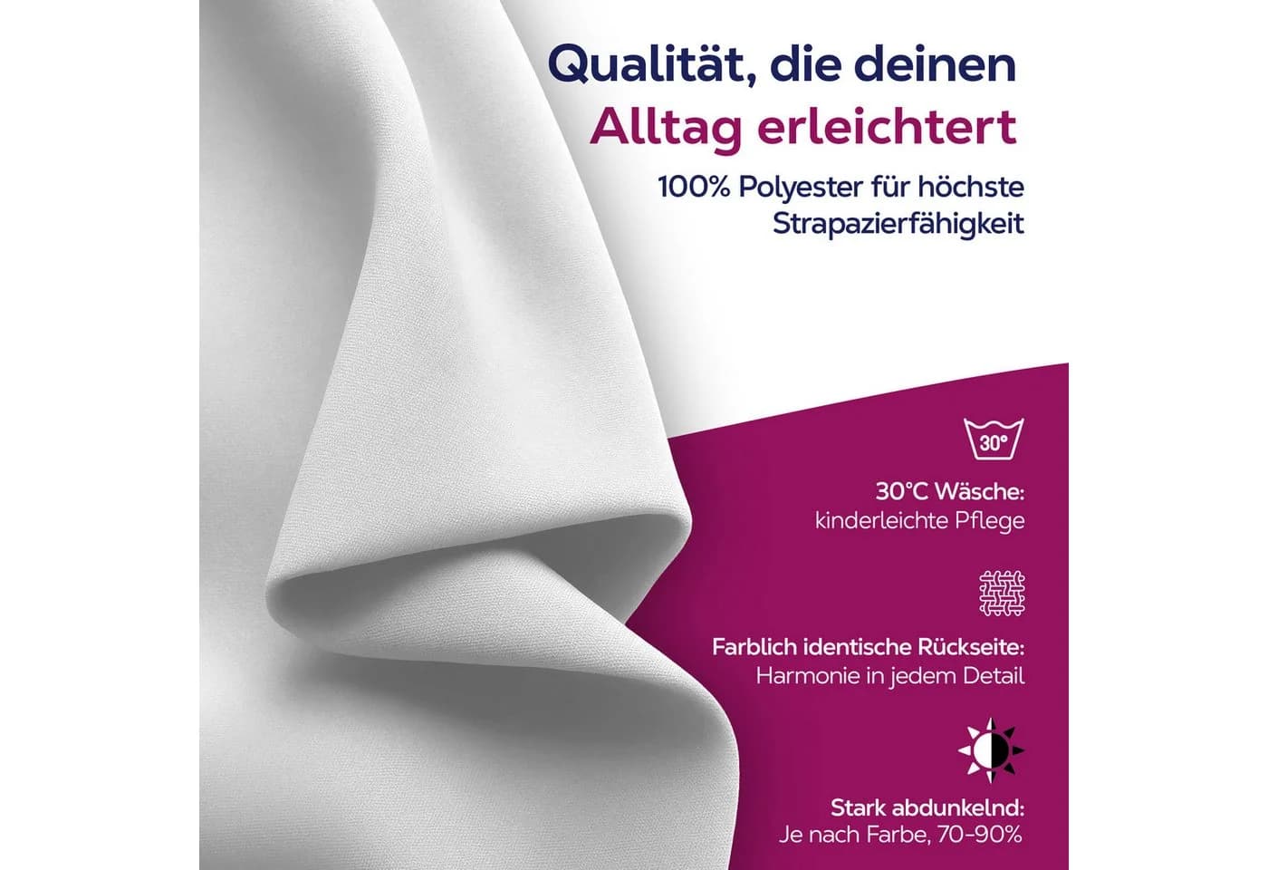 Beautex Verdunkelungsvorhang mit Ösen Weiß Blickdicht - Bild 3