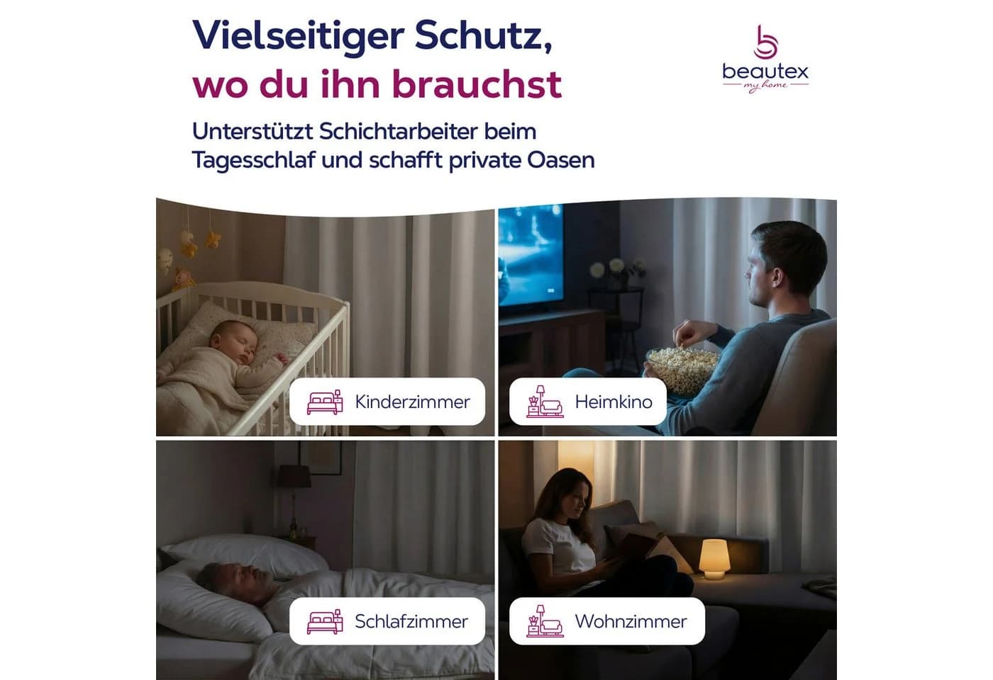 Beautex Verdunkelungsvorhang mit Ösen Weiß Blickdicht - Bild 4