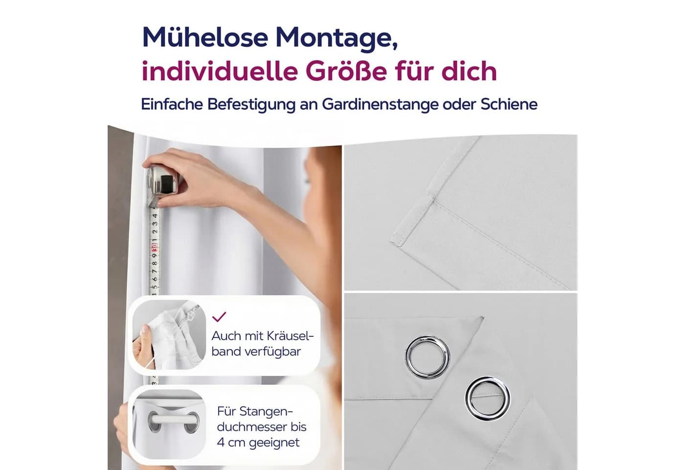 Beautex Verdunkelungsvorhang mit Ösen Weiß Blickdicht - Bild 5